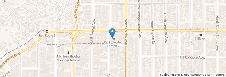 Mapa de ubicacion de DGA Theater Complex en Estados Unidos De América, California, Los Angeles County, Los Ángeles.