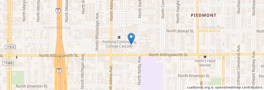 Mapa de ubicacion de Library en Amerika Syarikat, Oregon, Portland, Multnomah County.