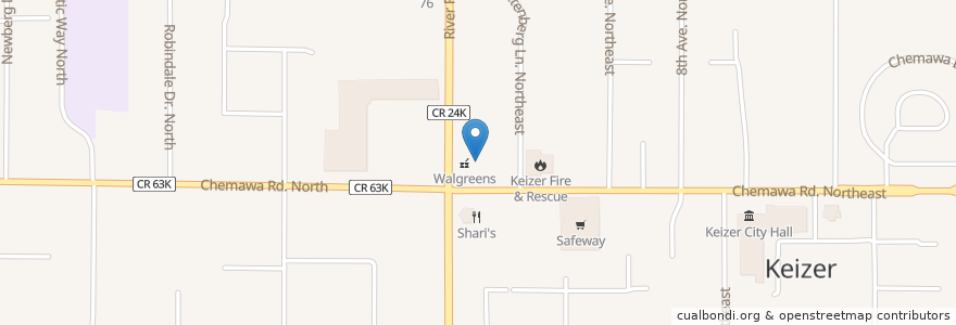 Mapa de ubicacion de Walgreens en Amerika Syarikat, Oregon, Marion County, Keizer.