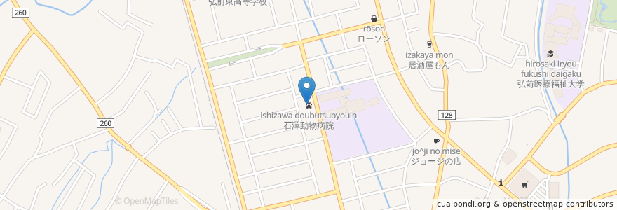 Mapa de ubicacion de 石澤動物病院 en Japan, Präfektur Aomori, 弘前市.