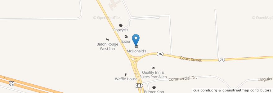Mapa de ubicacion de McDonald's en Vereinigte Staaten Von Amerika, Louisiana, West Baton Rouge Parish.
