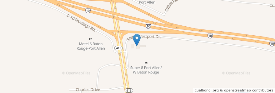 Mapa de ubicacion de Love's Travel Stop en Vereinigte Staaten Von Amerika, Louisiana, West Baton Rouge Parish.