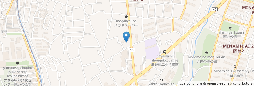 Mapa de ubicacion de kura zushi yokohama seyaten en Japan, Kanagawa Prefecture, Yokohama, Seya Ward.