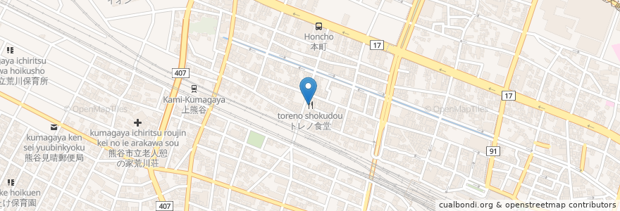 Mapa de ubicacion de トレノ食堂 en 日本, 埼玉県, 熊谷市.