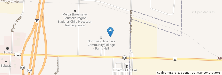 Mapa de ubicacion de Donald E. White Auditorium en États-Unis D'Amérique, Arkansas, Benton County.