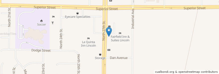 Mapa de ubicacion de Jimmy John's en États-Unis D'Amérique, Nebraska, Lancaster County, Lincoln.