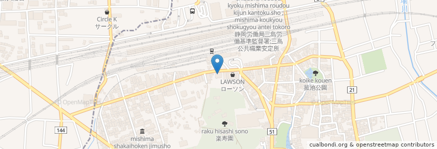 Mapa de ubicacion de スルガ銀行 en 日本, 静岡県, 三島市.