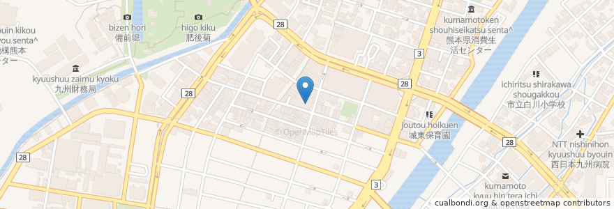 Mapa de ubicacion de スターバックス en Japan, Präfektur Kumamoto, 熊本市, 中央区.