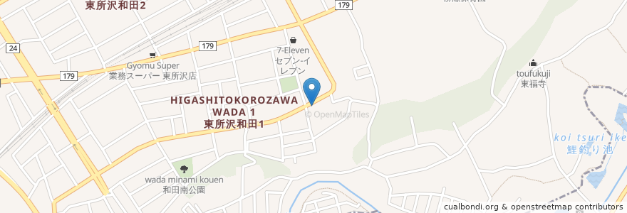 Mapa de ubicacion de 珈琲と食卓 なごみ野 en Japonya, 埼玉県, 所沢市.