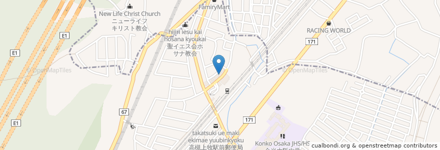 Mapa de ubicacion de メイプル薬局 en اليابان, أوساكا, 高槻市.