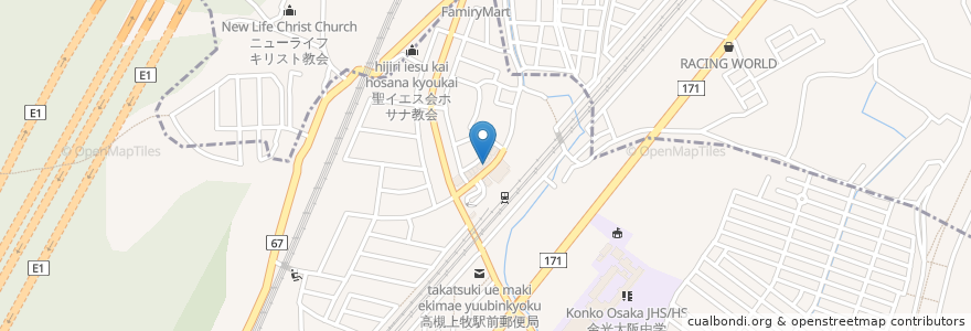 Mapa de ubicacion de 大倉眼科 en Япония, Осака, 高槻市.