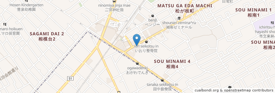 Mapa de ubicacion de べじたばーる 和韻 en 日本, 神奈川縣, 相模原市, 南区.