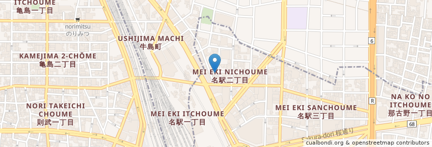 Mapa de ubicacion de ぴち天 en 日本, 愛知県, 名古屋市, 中村区.