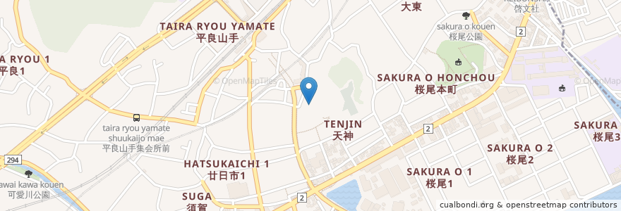 Mapa de ubicacion de 廿日市天満宮 en 일본, 히로시마현, 廿日市市.