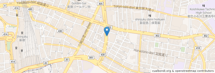 Mapa de ubicacion de 新宿三丁目駅自転車駐輪場 en Japon, Tokyo, Shinjuku.