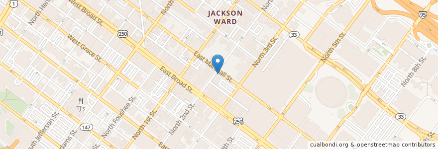 Mapa de ubicacion de J KOGI en 미국, 버지니아, Richmond City.