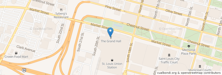 Mapa de ubicacion de The Grand Hall en 美利坚合众国/美利堅合眾國, 密蘇里州, City Of Saint Louis, St. Louis.
