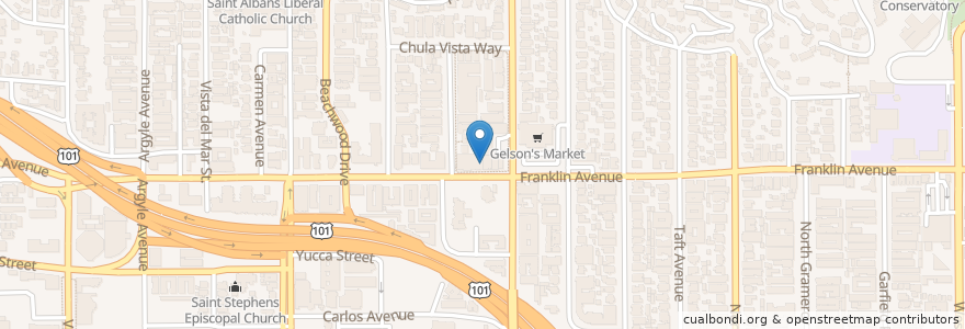 Mapa de ubicacion de Sushi Stop Hollywood en 美利坚合众国/美利堅合眾國, 加利福尼亚州/加利福尼亞州, 洛杉矶县, 洛杉矶.