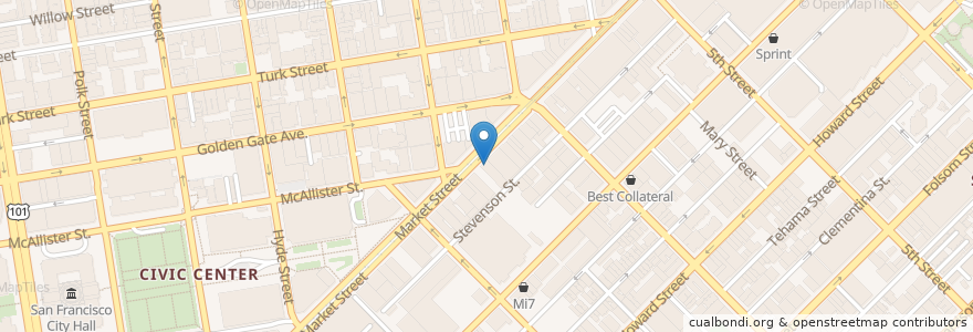 Mapa de ubicacion de Flying Falafel en United States, California, San Francisco, San Francisco.