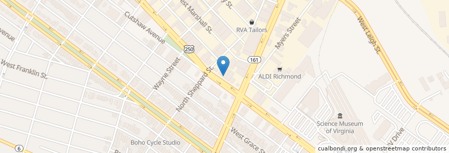 Mapa de ubicacion de Peter Chang Scott's Addition en Estados Unidos Da América, Virgínia, Richmond City.