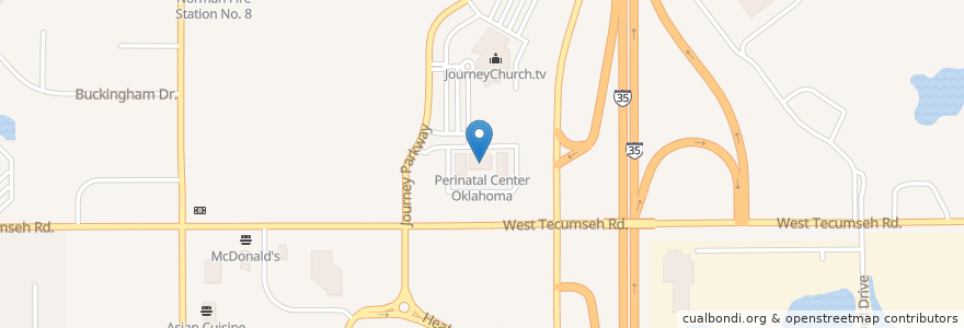 Mapa de ubicacion de Perinatal Center Oklahoma en アメリカ合衆国, オクラホマ州, Cleveland County, Norman.