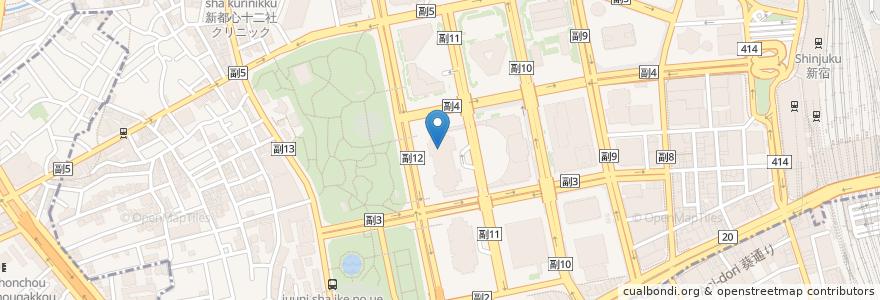 Mapa de ubicacion de 東京都庁第一本庁舎32階職員食堂 en Japão, Tóquio, 新宿区.