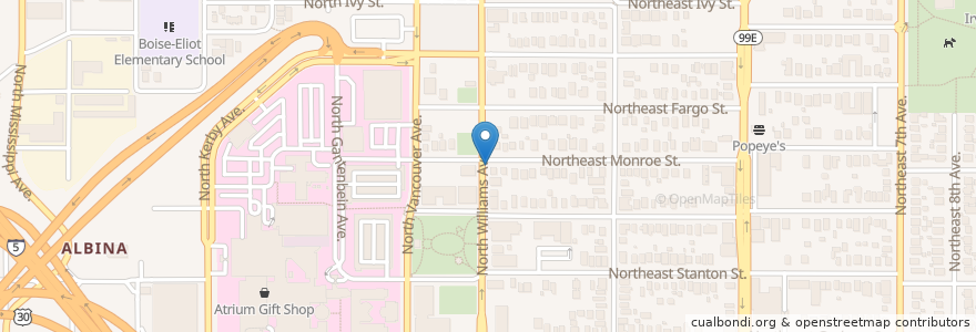 Mapa de ubicacion de Monroe Street Library en Amerika Birleşik Devletleri, Oregon, Portland, Multnomah County.
