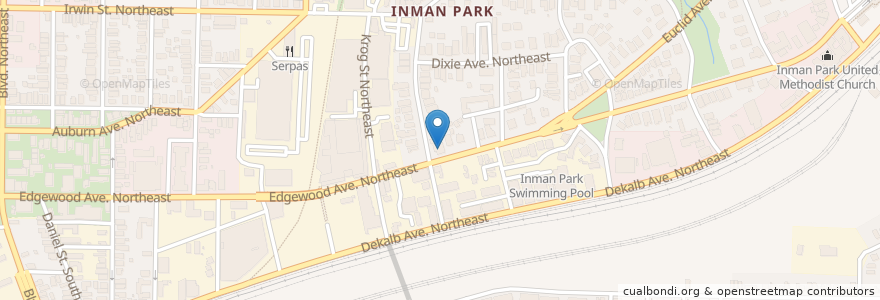 Mapa de ubicacion de Inman Park Cooperative Preschool en ایالات متحده آمریکا, جورجیا, Fulton County, Atlanta.