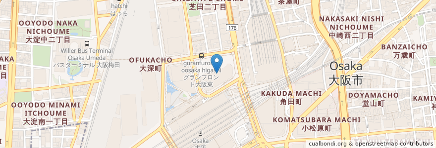 Mapa de ubicacion de 鶴橋風月 en Japan, Präfektur Osaka, 大阪市, 北区.