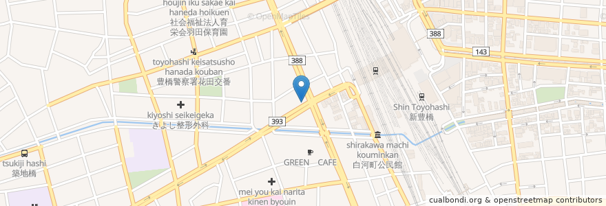 Mapa de ubicacion de 豊橋駅西口自転車等駐車場 en Japonya, 愛知県, 豊橋市.
