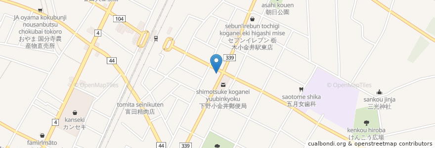 Mapa de ubicacion de 夢庵 栃木小金井店 en Japon, Préfecture De Tochigi, 下野市.