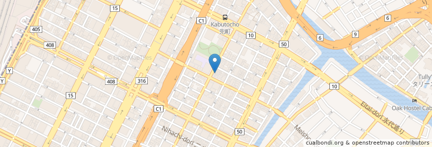 Mapa de ubicacion de 宇奈とと 茅場町店 en Japan, 東京都, 中央区.