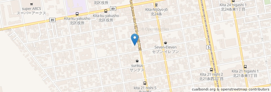 Mapa de ubicacion de 遠軽信用金庫 en 日本, 北海道, 石狩振興局, 札幌市, 北区.