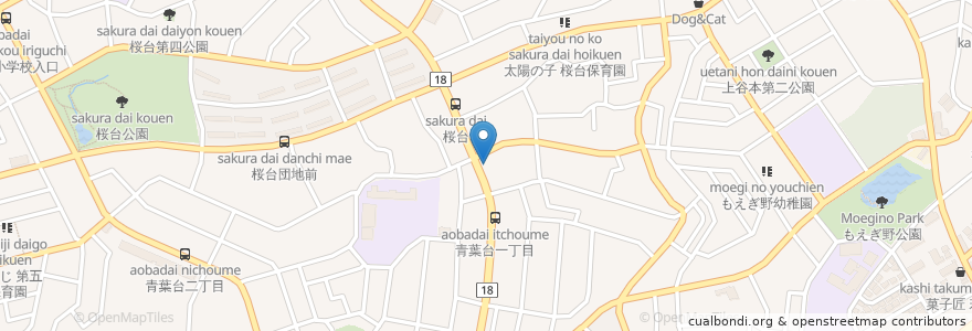 Mapa de ubicacion de 味の民芸 en Giappone, Prefettura Di Kanagawa, 横浜市, 青葉区.