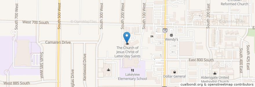 Mapa de ubicacion de The Church of Jesus Christ of Latter-day Saints en États-Unis D'Amérique, Utah, Box Elder County, Brigham City.