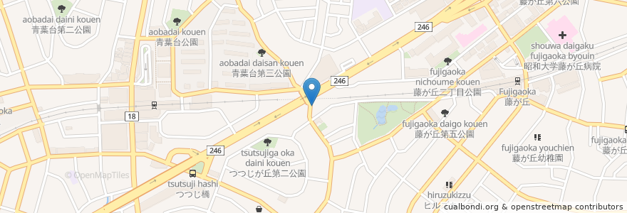 Mapa de ubicacion de 山本内科循環器医院 en 일본, 가나가와현, 요코하마시, 青葉区.