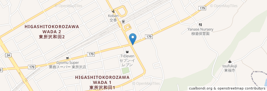 Mapa de ubicacion de 遠照寺 en Japonya, 埼玉県, 所沢市.