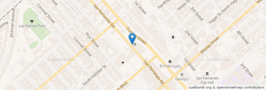 Mapa de ubicacion de Tacos Way en Amerika Syarikat, California, Los Angeles County, Los Angeles, San Fernando.