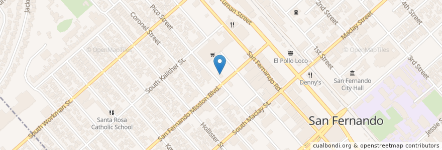 Mapa de ubicacion de Yoshinoya en 미국, 캘리포니아주, Los Angeles County, 로스앤젤레스, San Fernando.