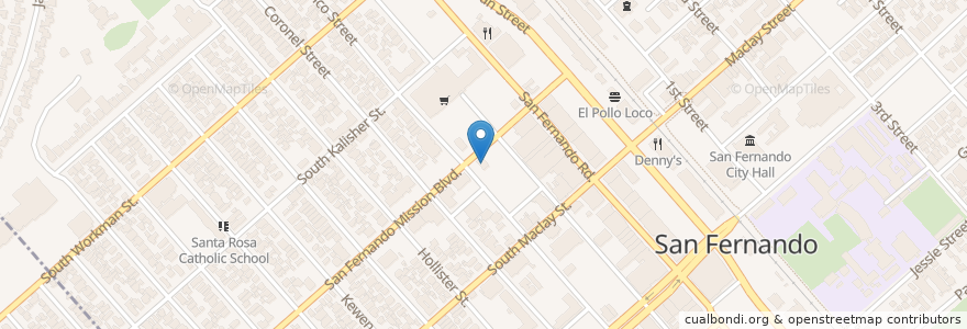 Mapa de ubicacion de Jack in the Box en 미국, 캘리포니아주, Los Angeles County, 로스앤젤레스, San Fernando.