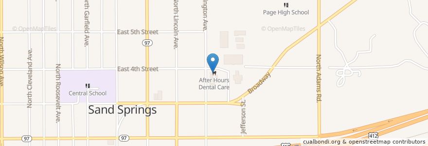Mapa de ubicacion de After Hours Dental Care en United States, Oklahoma, Tulsa County, Sand Springs.