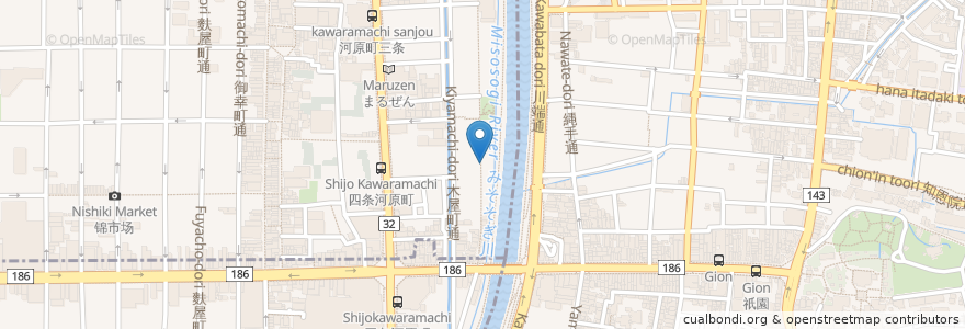 Mapa de ubicacion de Kotoshi en Jepun, 京都府, 京都市, 東山区, 中京区.
