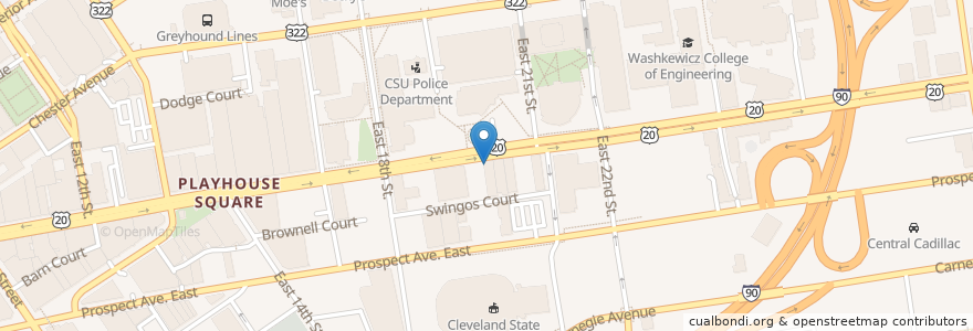 Mapa de ubicacion de Jimmy John's en Vereinigte Staaten Von Amerika, Ohio, Cuyahoga County, Cleveland.