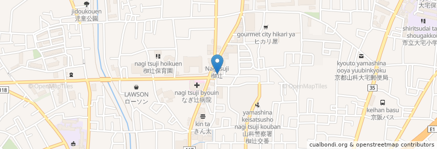 Mapa de ubicacion de なぎはん en Japan, Präfektur Kyōto, 京都市, 山科区.