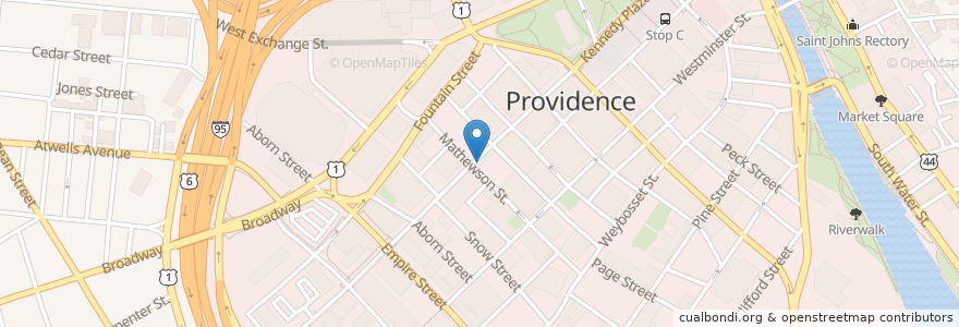 Mapa de ubicacion de Momo creperie en アメリカ合衆国, ロードアイランド州, Providence County, Providence.