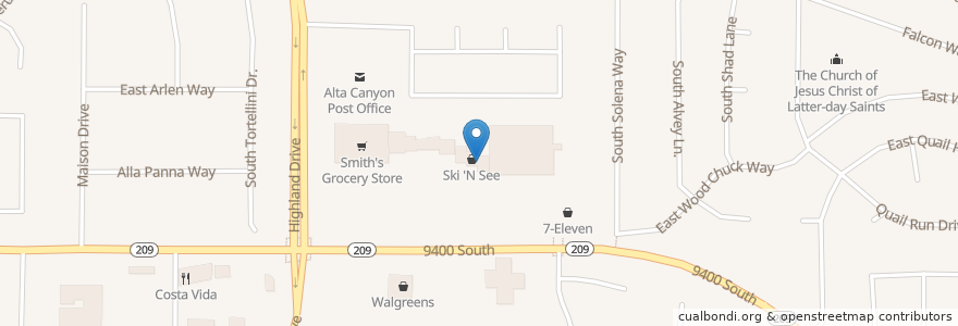 Mapa de ubicacion de Domino's en 美利坚合众国/美利堅合眾國, 犹他州 / 猶他州, Salt Lake County, Sandy.