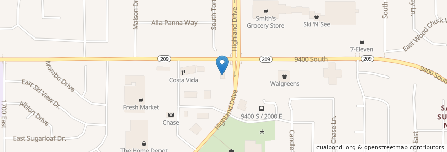 Mapa de ubicacion de Zaxby's en Stati Uniti D'America, Utah, Salt Lake County, Sandy.