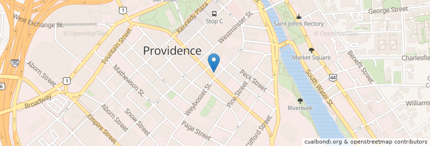 Mapa de ubicacion de Dunkin' Donuts en Estados Unidos Da América, Rhode Island, Providence County, Providence.