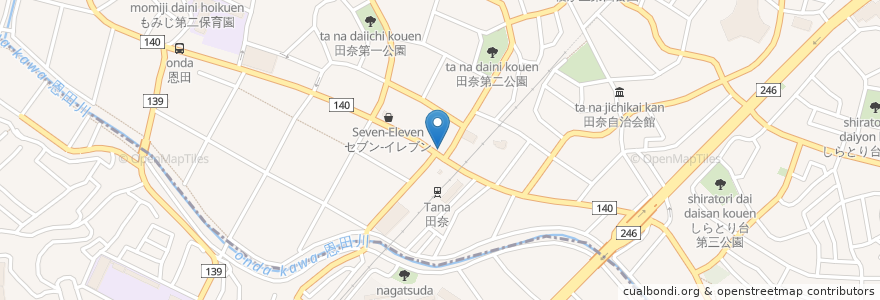 Mapa de ubicacion de デニーズ en Giappone, Prefettura Di Kanagawa, 横浜市, 緑区, 青葉区.