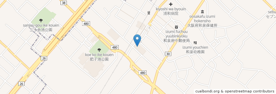 Mapa de ubicacion de 和泉市立図書館 en اليابان, أوساكا, 和泉市.